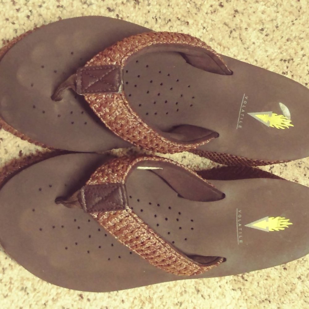 Volatile Brown basket weave sandals